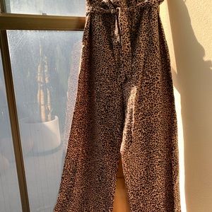 Reformation wide leg leopard print linen pants